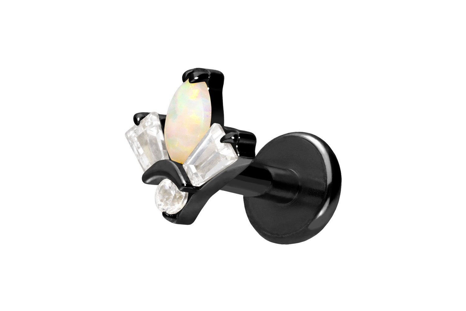 Titan Labret Piercing mit Push Fit LOTUSBLÜTE